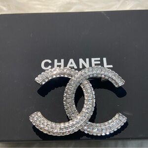 Chanel Silver Crystal Brooch